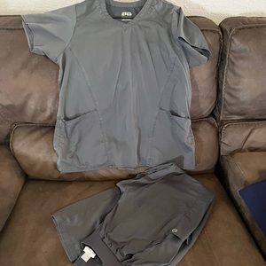 🖤Like New Womens WonderWink Pro Charcoal Grey Scrub Set Large